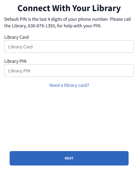 Connect with your Library screen on Hoopla