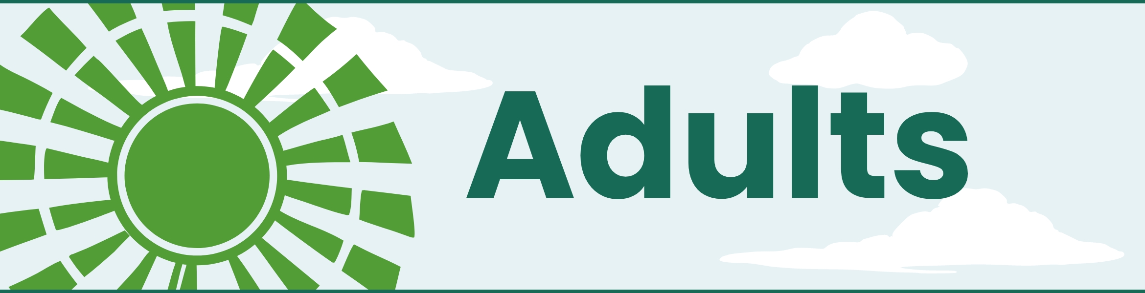 Adults graphic header depicting a windmill and clouds