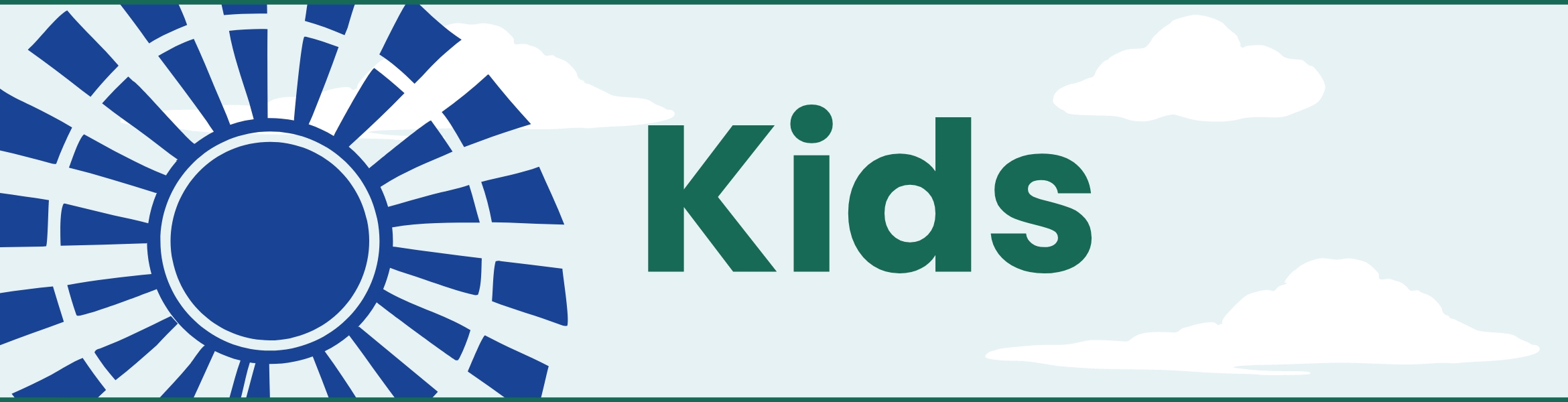 Kids graphic header depicting a windmill and clouds