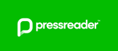 PressReader lime green background with white text logo