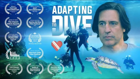 graphic of the poster for the documentary Adapting to Dive.