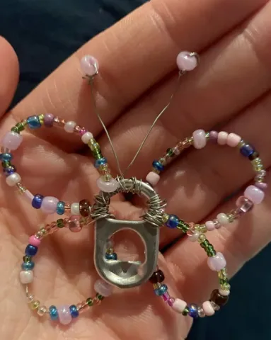 Example image of soda tab beaded butterfly.